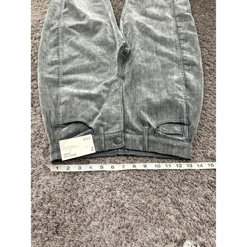 ana Highest Rise Barrel Jeans Stone Grey Flocked Tapered Leg Womens Size 2 NEW